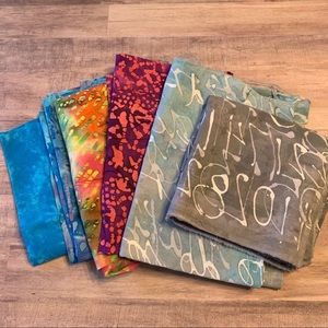 Batik fabric, handmade, Lot of 6